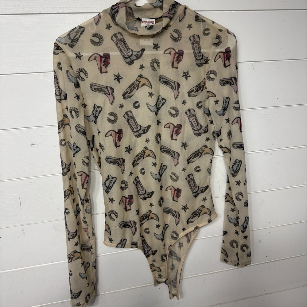 Western Print Long Sleeve Bodysuit